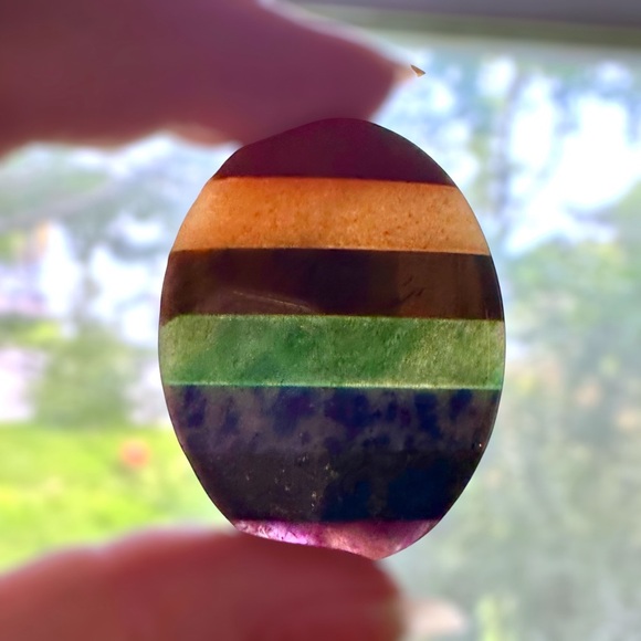 Natural Multi-Stone Rainbow Worry Palm Stone Pride - Picture 3 of 5